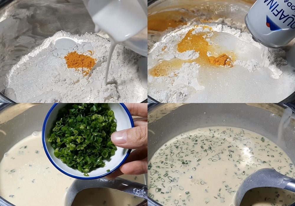 Pha bột bánh xèo