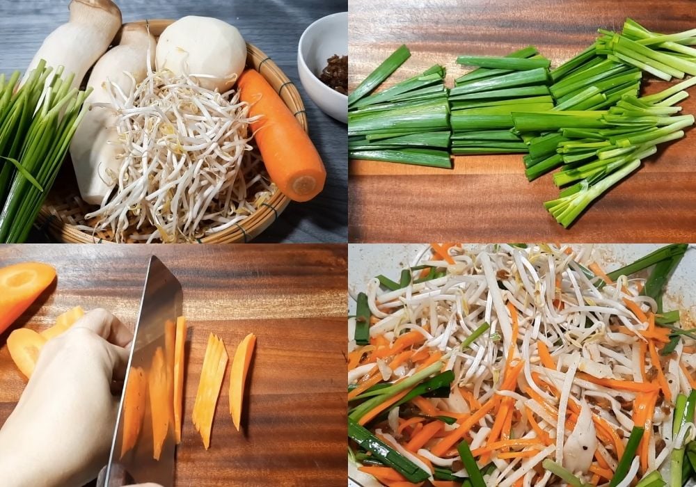 Sơ chế và xào nhân bánh