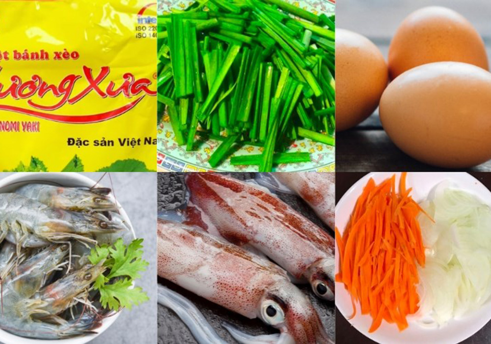 Nguyên liệu làm bánh xèo Hàn Quốc