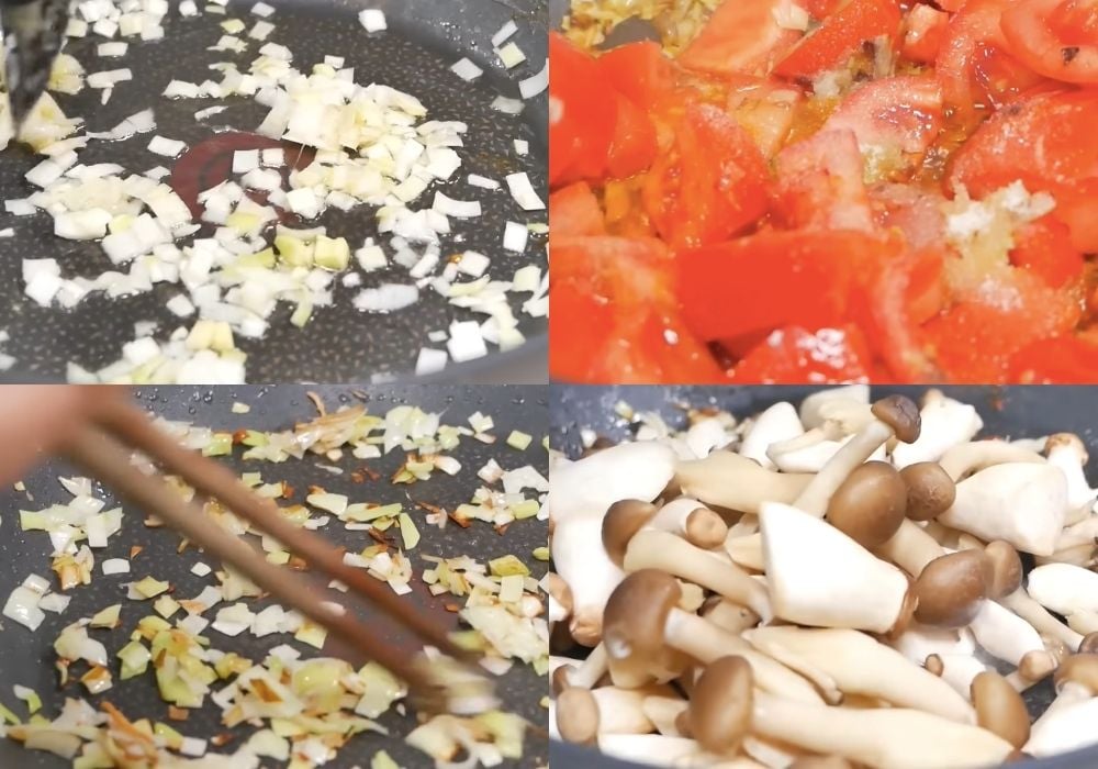 Xào cà chua và nấm