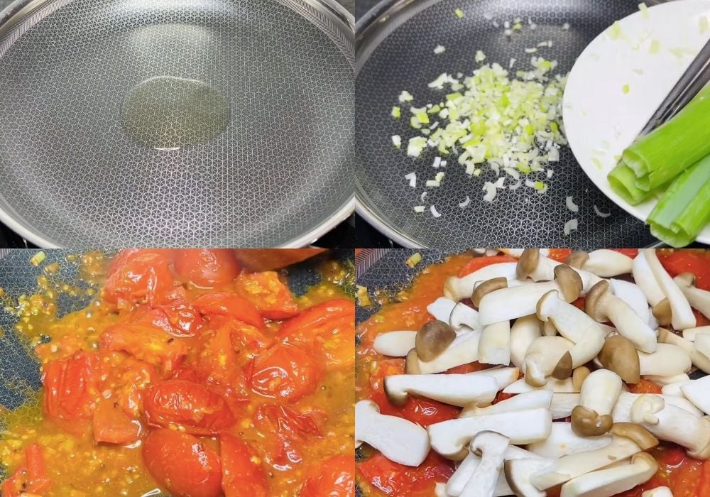 Xào cà chua và nấm