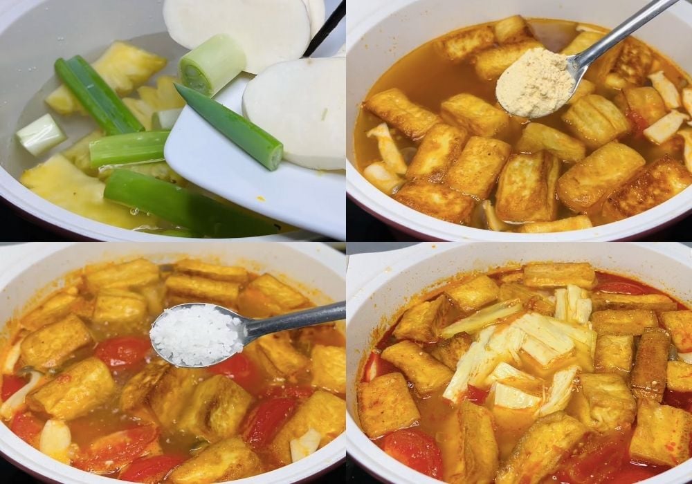 Nấu nước dùng bún riêu