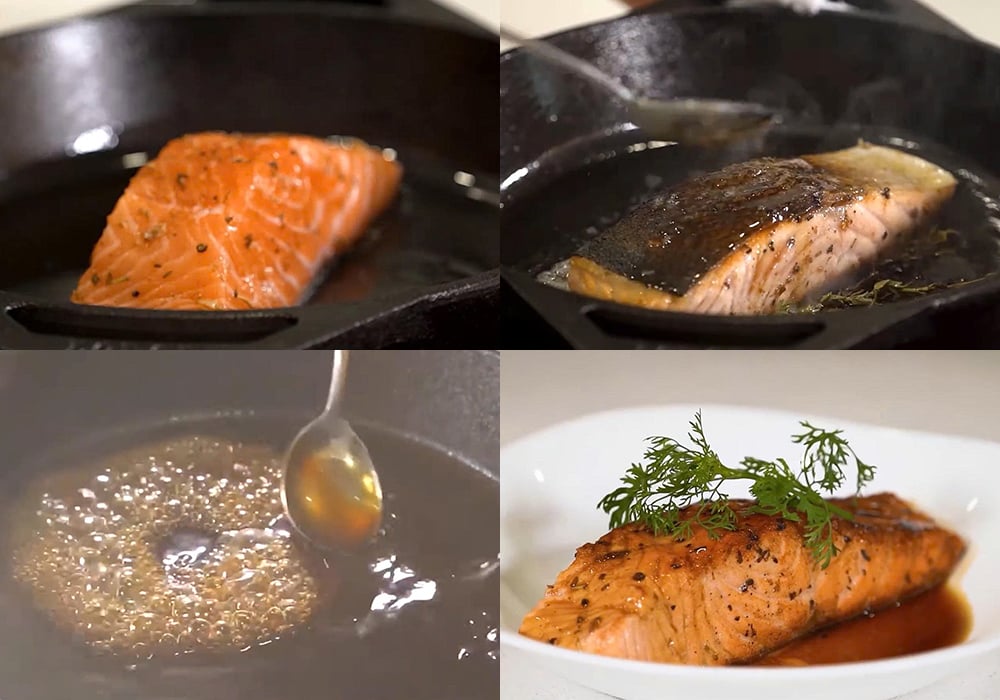 Các bước làm cá hồi áp chảo sốt Teriyaki