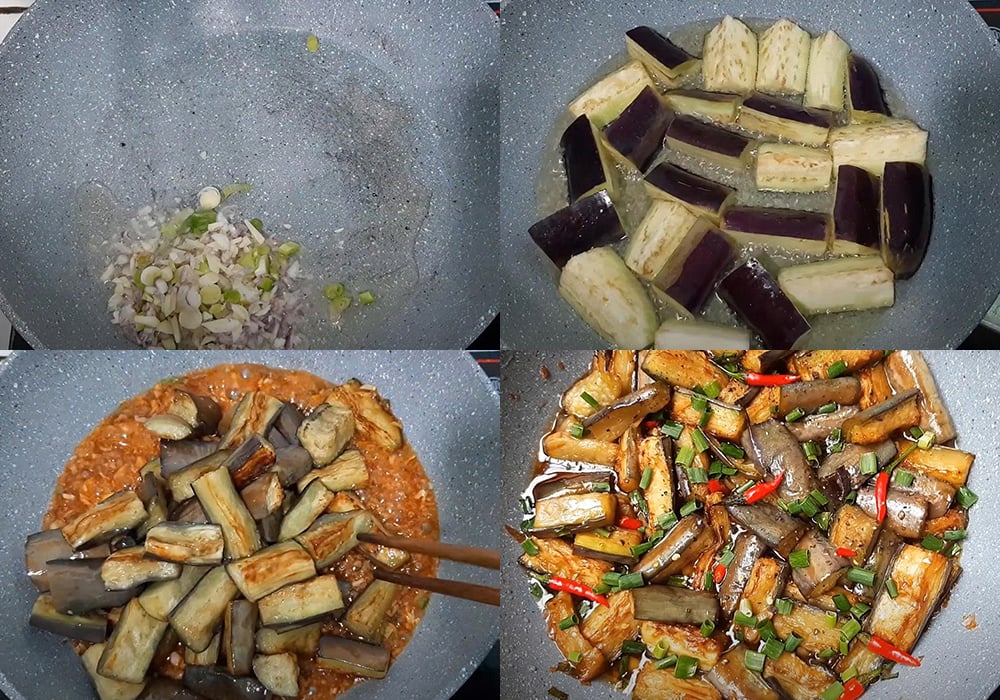 Các bước làm cà tím kho chay