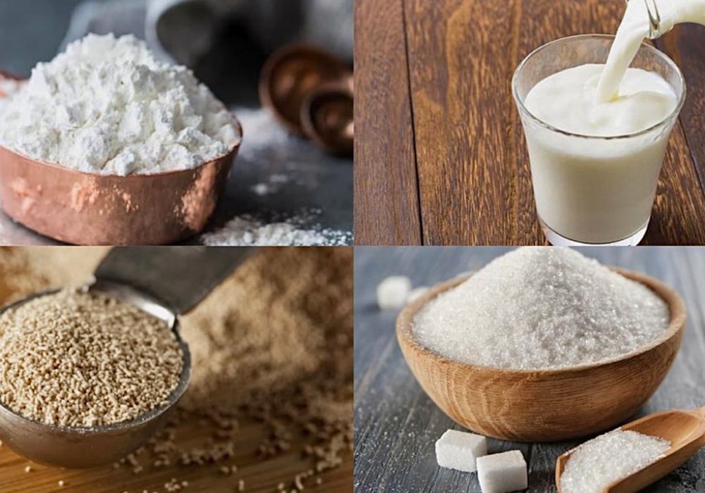 Nguyên liệu làm bánh bao sữa chiên