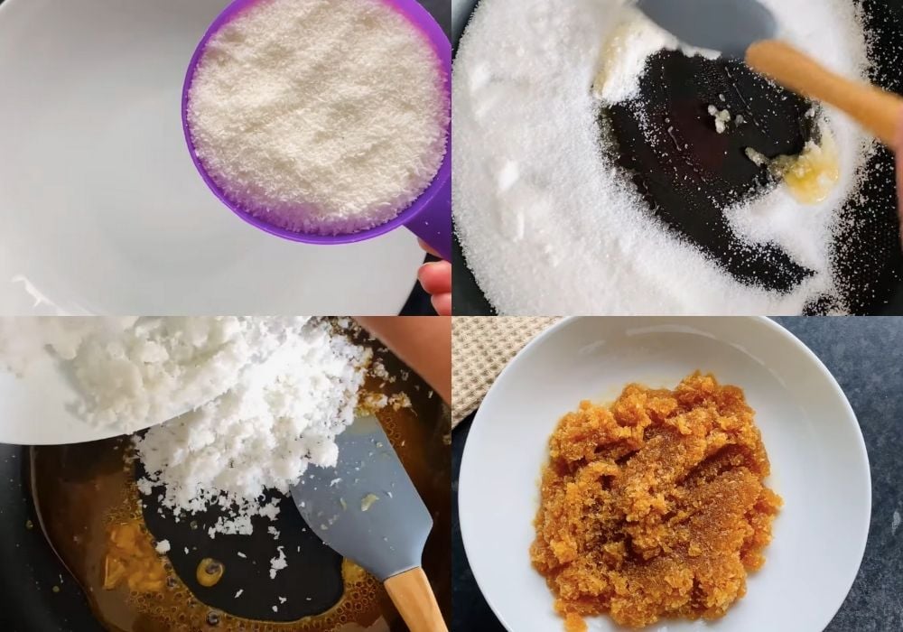 Chuẩn bị siro dừa caramel