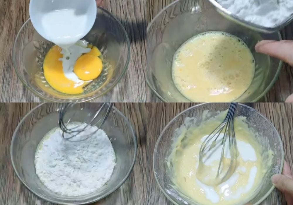 Trộn bột và lòng đỏ trứng