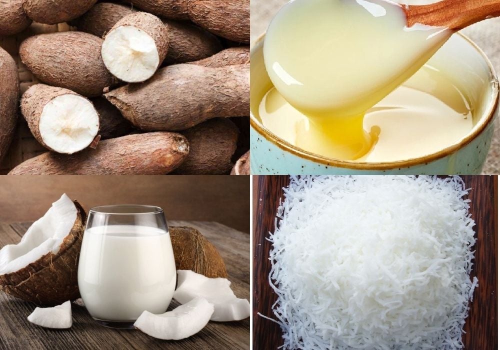 Nguyên liệu làm bánh sắn chiên cốt dừa