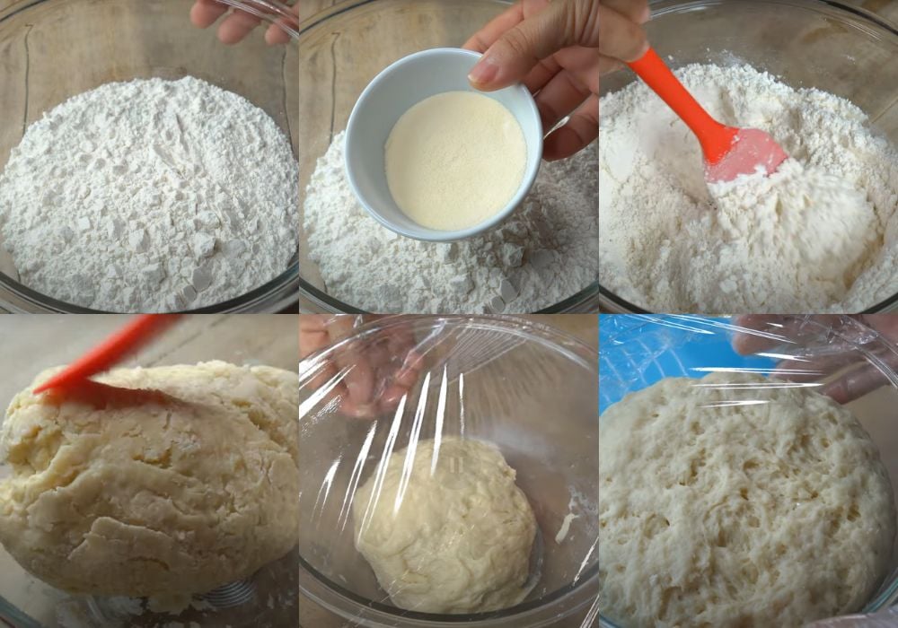 Trộn bột và ủ bột bánh tiêu
