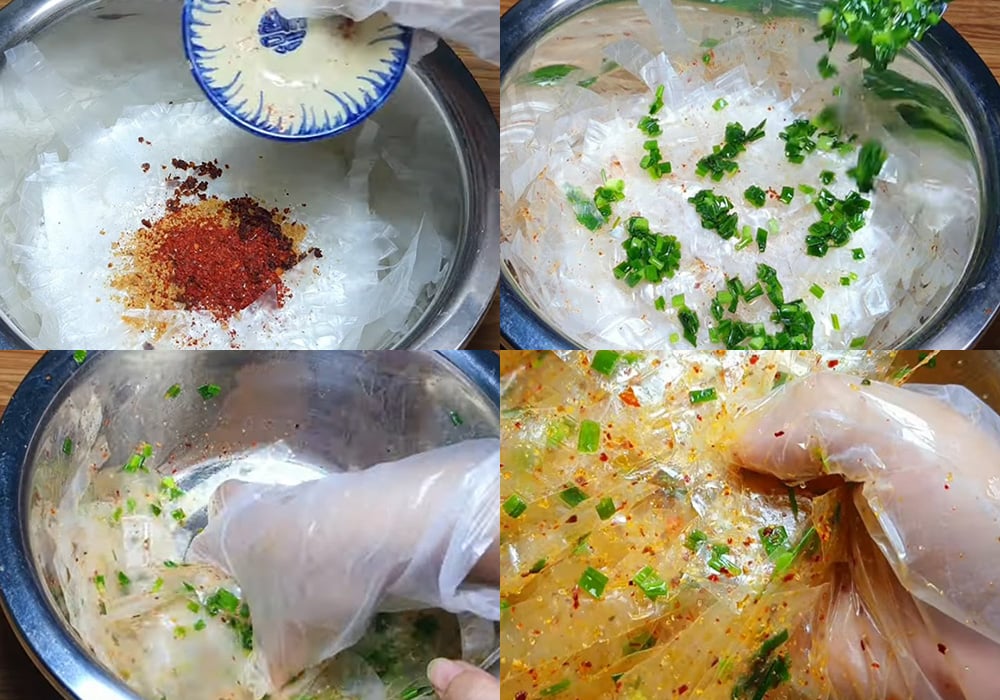 Các bước làm bánh tráng trộn mỡ hành