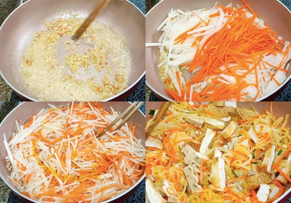 Xào nhân rau củ