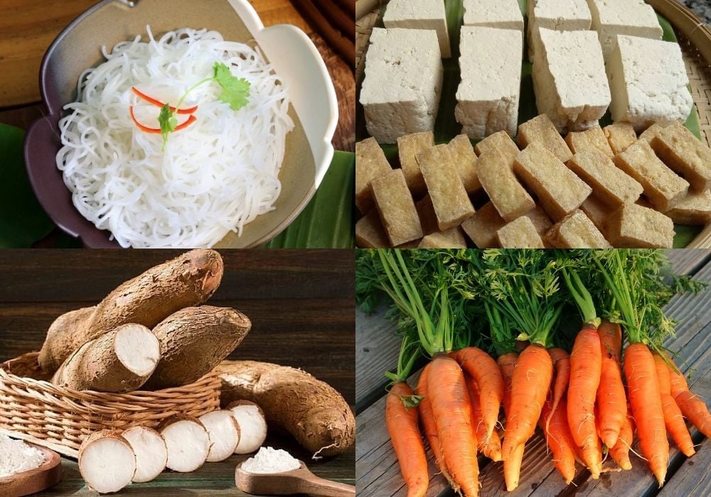 Nguyên liệu làm bún xào chay