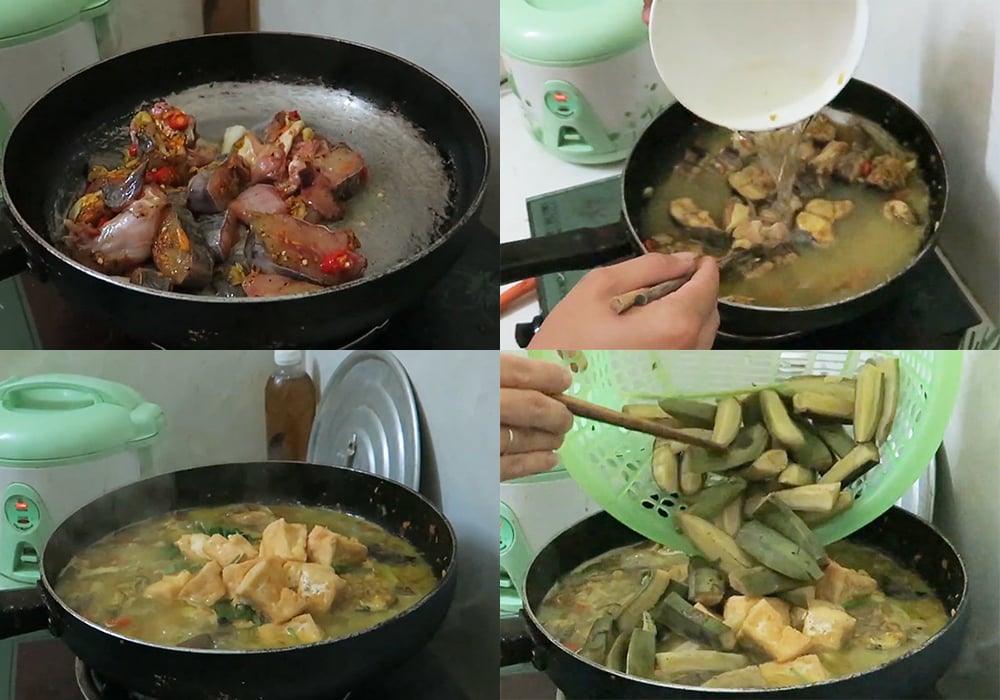 Các bước làm cá lăng om chuối đậu