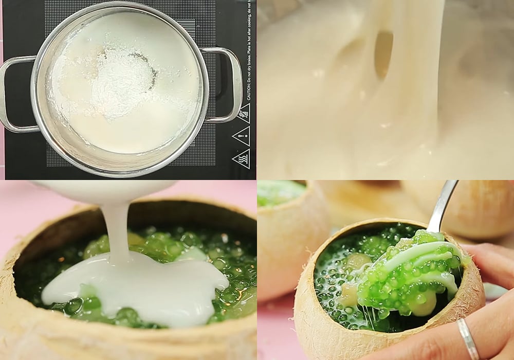 Các bước làm chè sago lá dứa