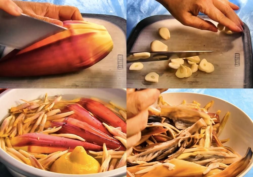 Sơ chế hoa chuối