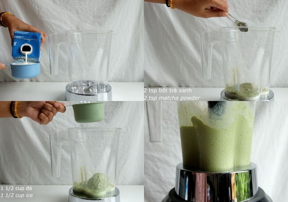 Các bước pha chế matcha đá xay