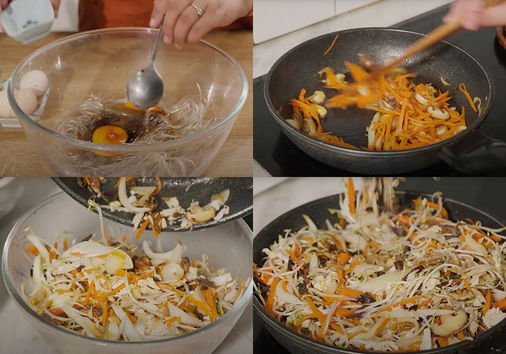 Các bước làm miến xào cua