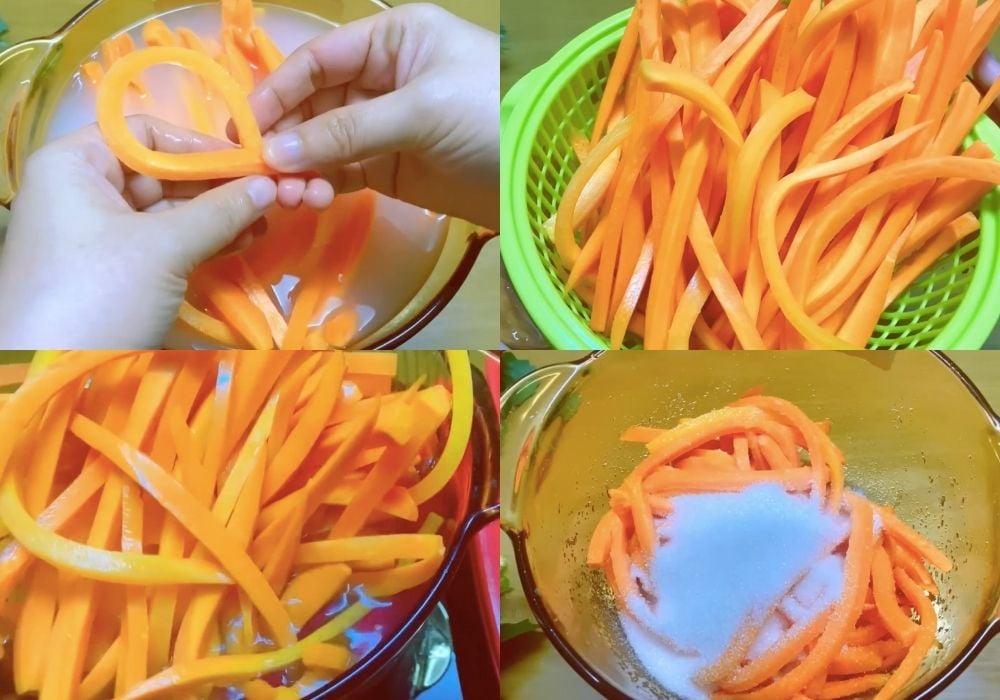 Chần cà rốt và ướp đường