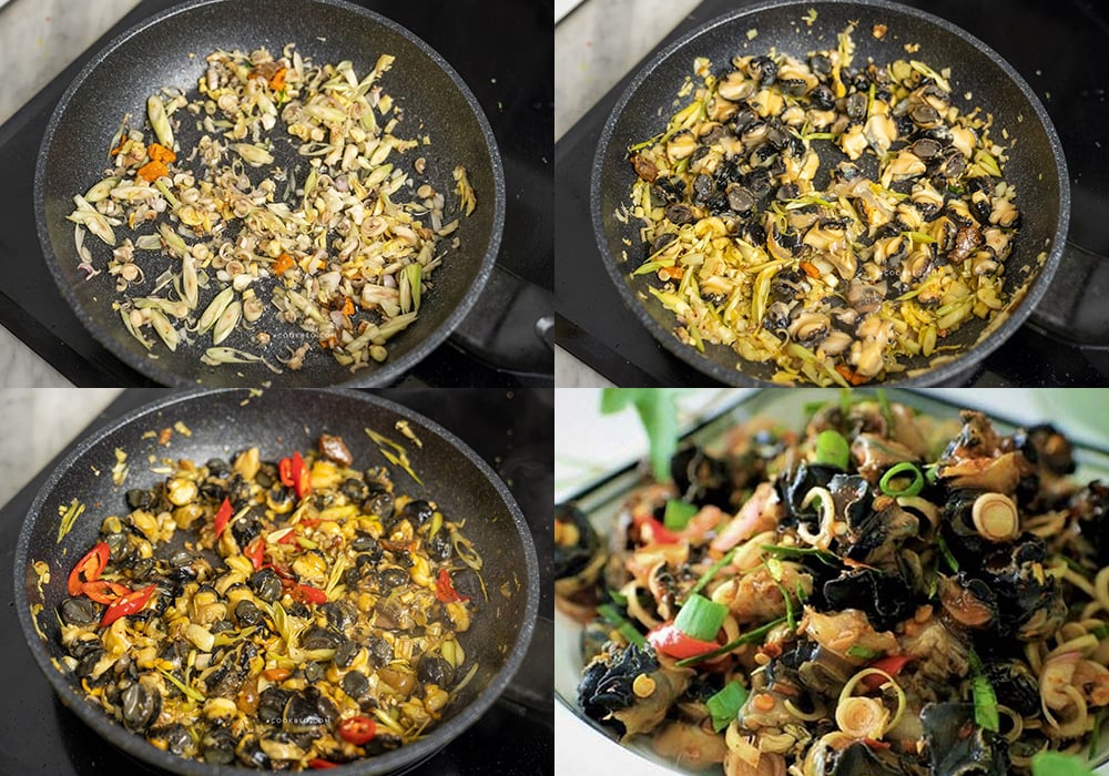 Các bước làm ốc bươu xào sả ớt