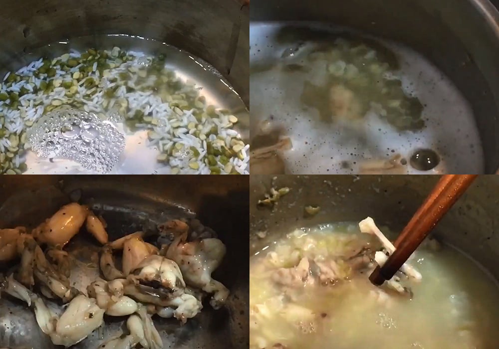 Các bước làm cháo ếch đậu xanh cho bé