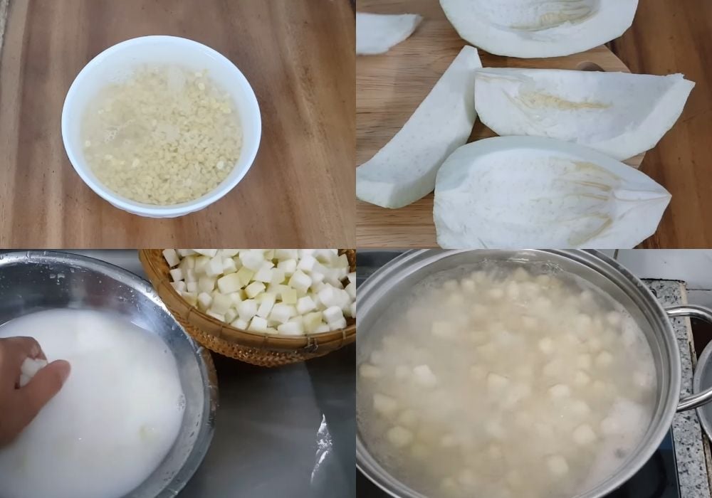 Sơ chế đậu xanh và xử lý cùi bưởi