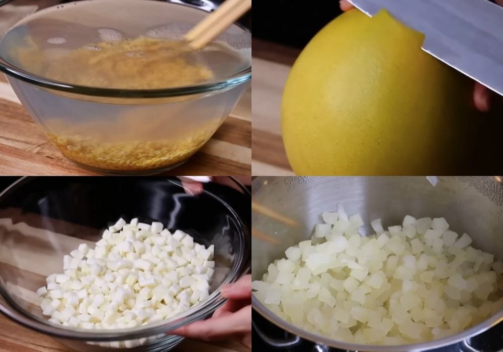 Sơ chế đậu xanh và xử lý cùi bưởi