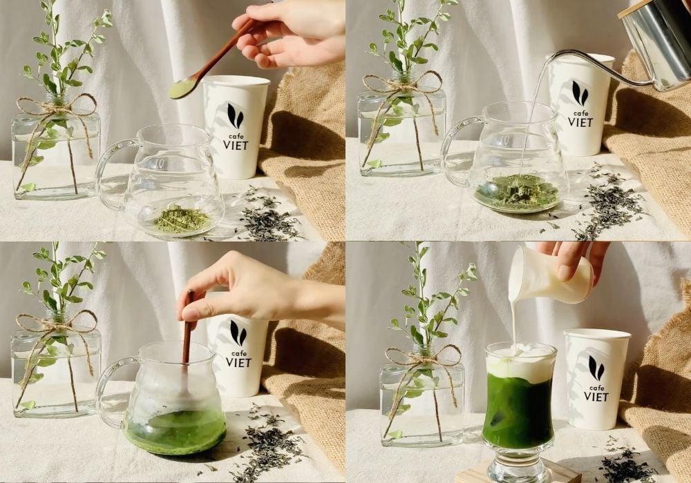 Các bước pha matcha macchiato