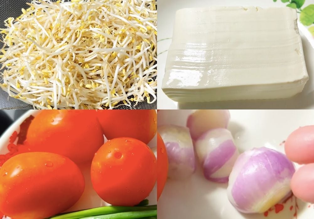 Nguyên liệu làm canh giá đỗ cà chua chay