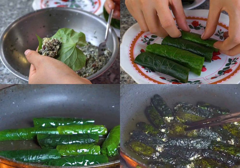Các bước làm chả lá lốt chay