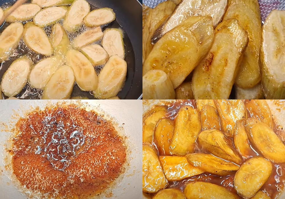 Các bước làm chuối xanh kho chay