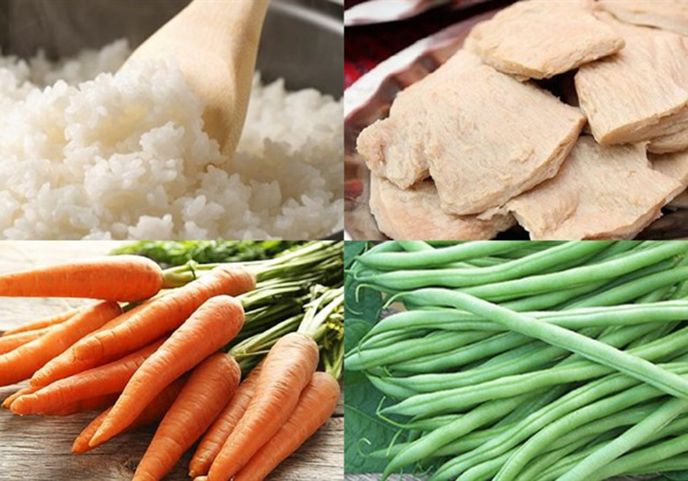 Nguyên liệu làm cơm chiên Dương Châu chay