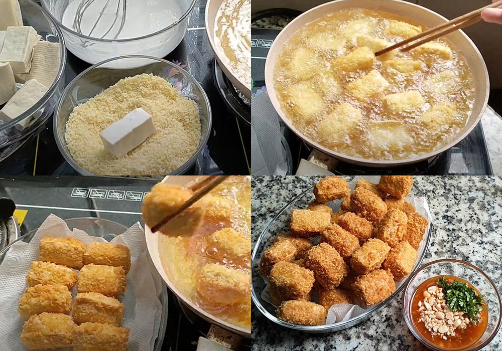 Các bước làm đậu hũ chiên xù chay