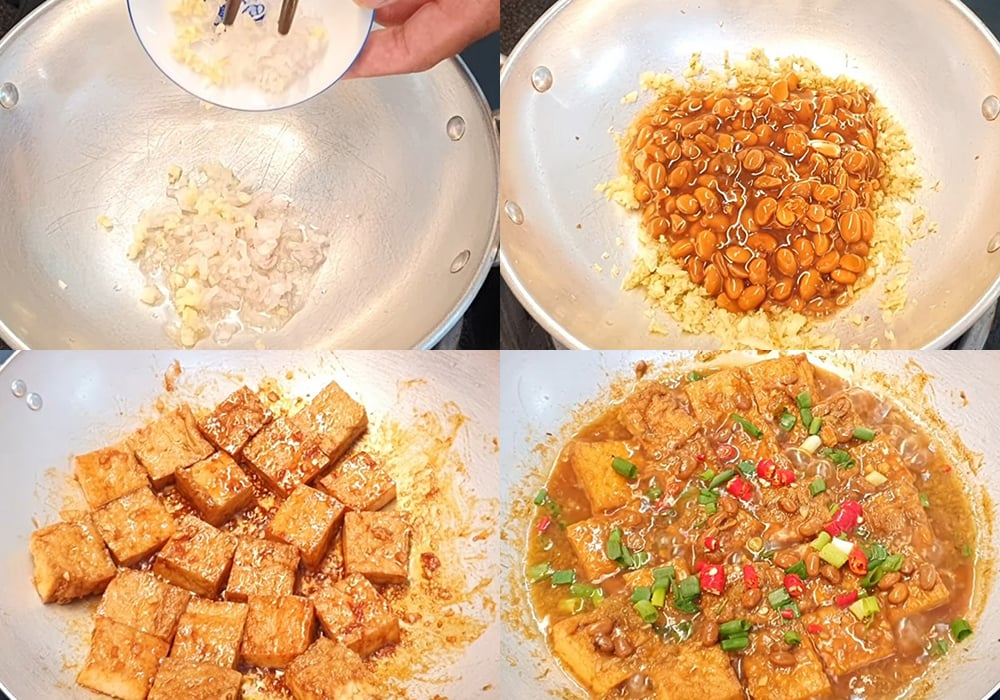 Các bước làm đậu hũ kho tương hột chay