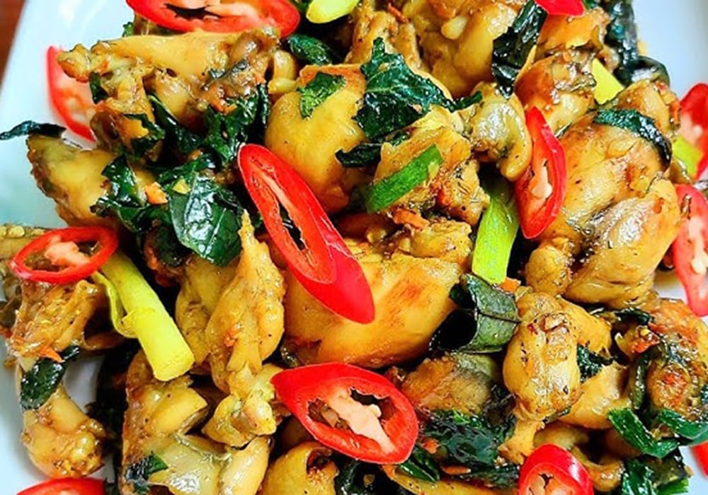 Ếch xào lá lốt