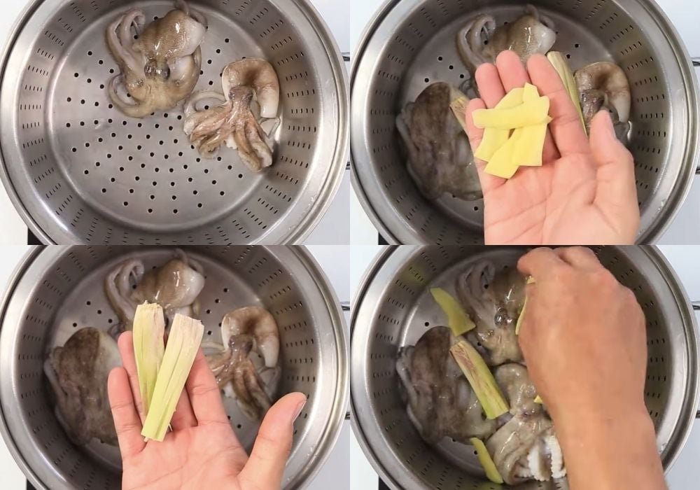 Sơ chế và hấp bạch tuộc