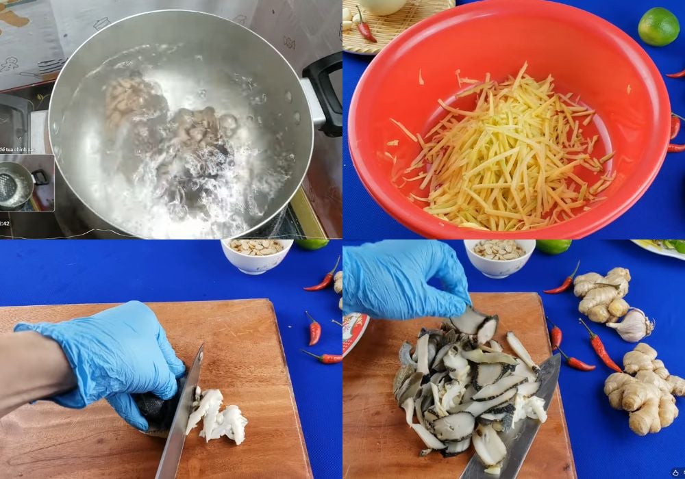 Sơ chế ốc giác và rau củ