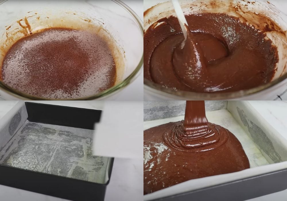 Đổ khuôn và nướng bánh brownie