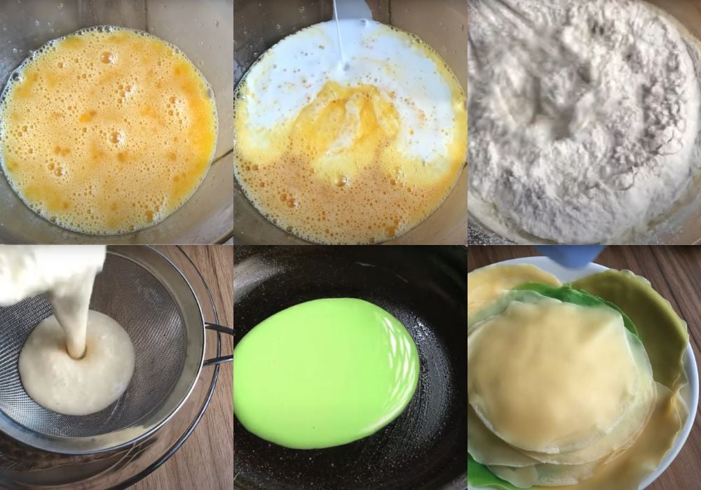 Làm bột và chiên vỏ bánh crepe