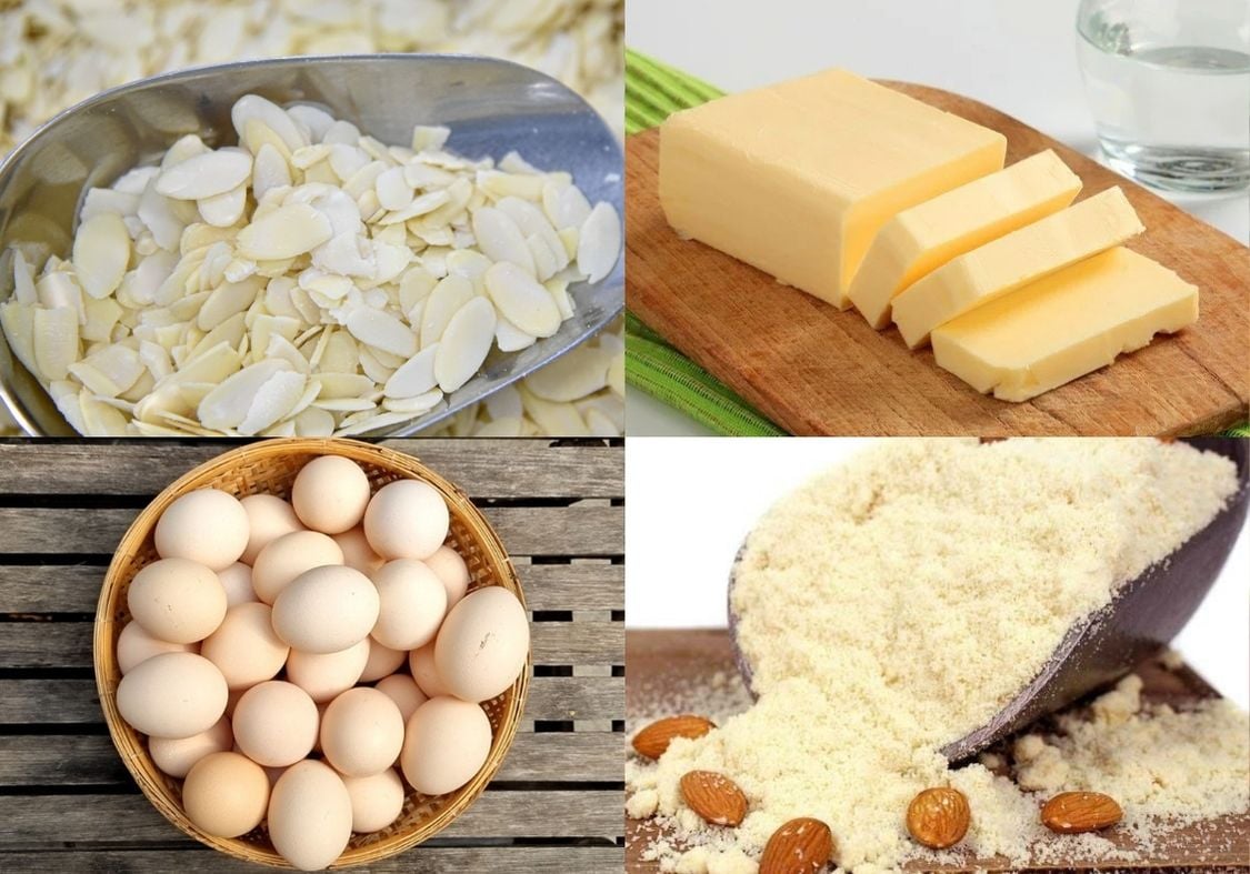 Nguyên liệu làm bánh ngói hạnh nhân keto