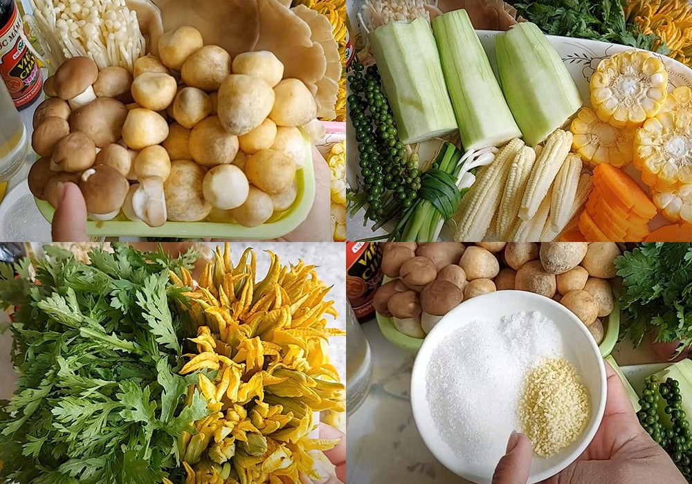 Nguyên liệu nấu lẩu tiêu xanh chay