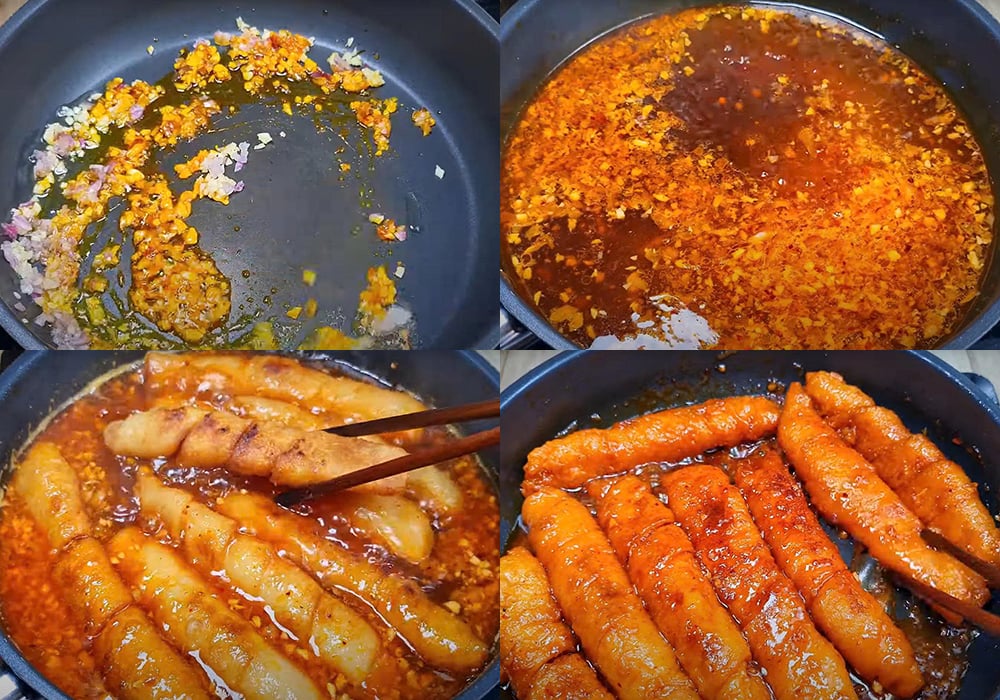 Các bước làm mì căn chay khìa nước dừa