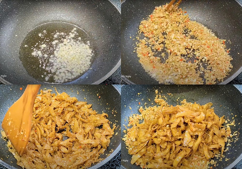 Các bước làm mì căn xào sả ớt