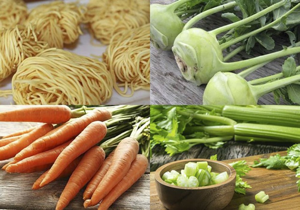 Nguyên liệu làm mì xào thập cẩm chay