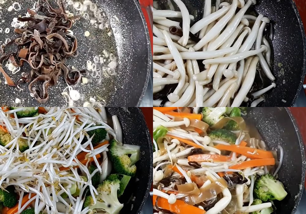 Các bước làm miến xào chay