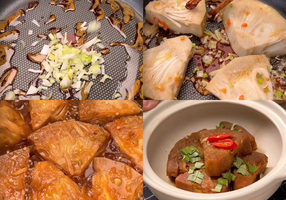 Các bước làm món mít kho chay