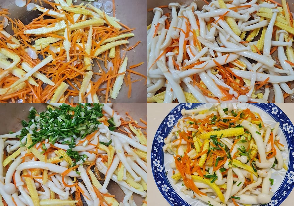 Các bước làm nấm hải sản xào chay