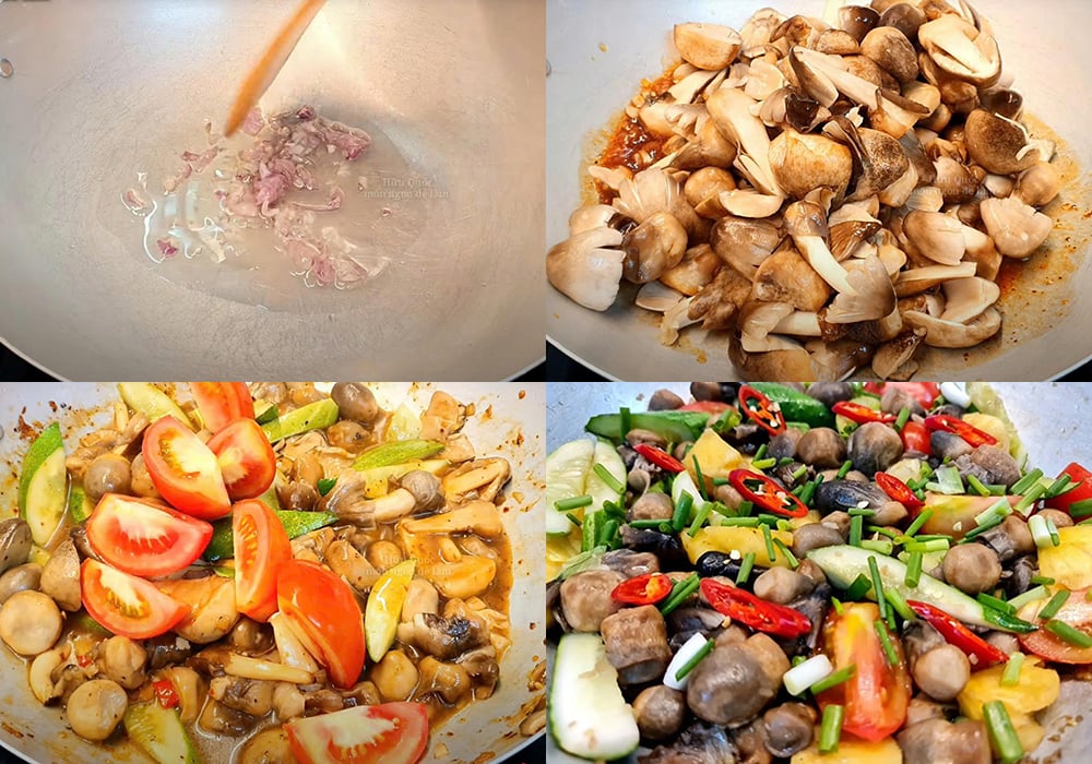 Các bước làm nấm rơm xào chay