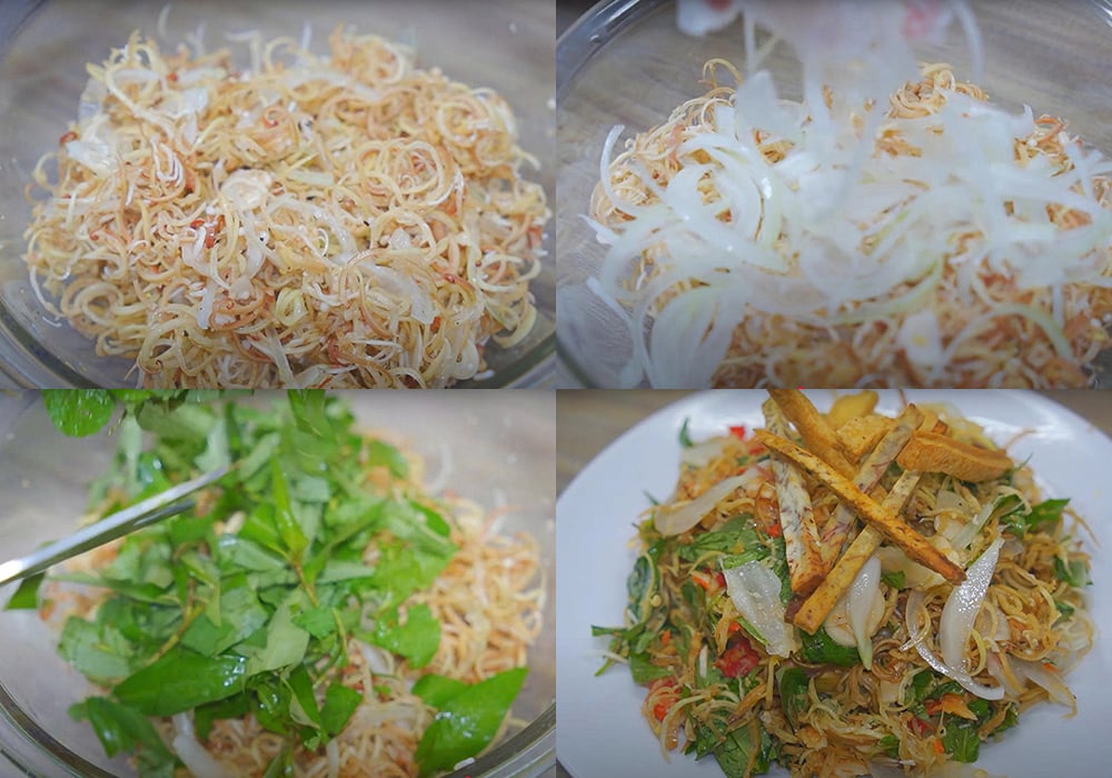 Các bước làm nộm hoa chuối chay