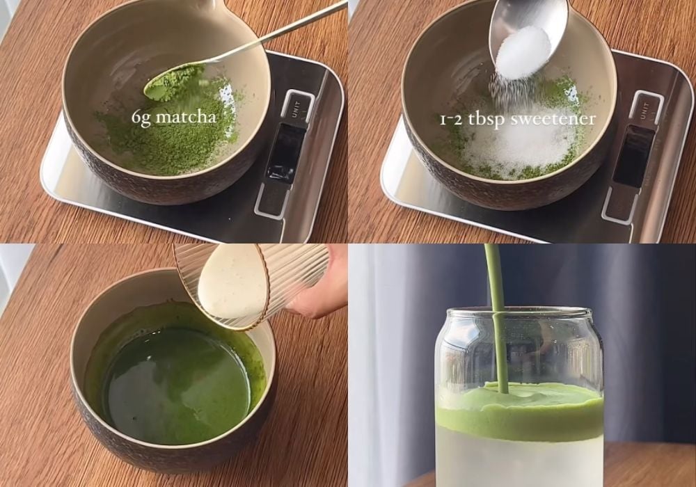Các bước pha coconut matcha