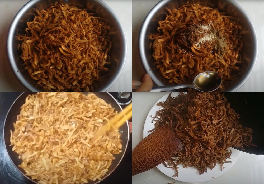 Các bước làm cách làm ruốc nấm chay